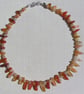 Orange Carnelian & Peach Aventurine Gemstone Chunky Statement Beaded Necklace - Image 7