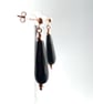 Faceted Black Onyx Teardrop Earrings, Ball Post Ear-wires 9ct Rose Gold Vermeil - Image 1