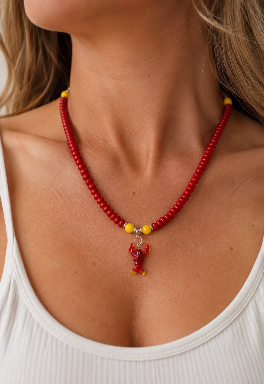 Sea themed necklace with glass lobster 