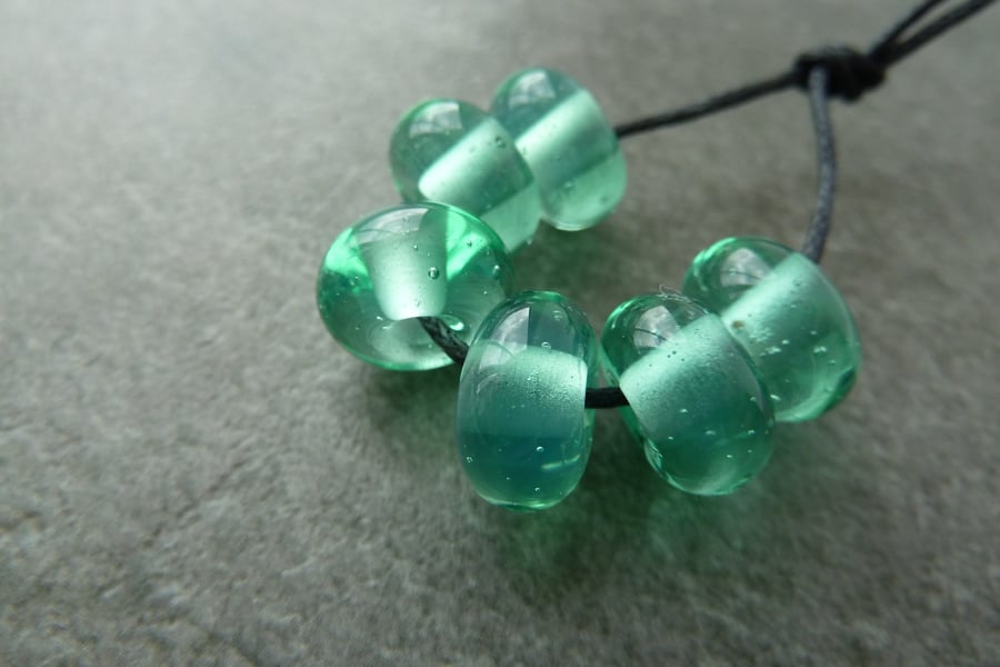 green lampwork glass spacer beads