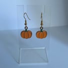 Orange pumpkin flat back dangly earrings 