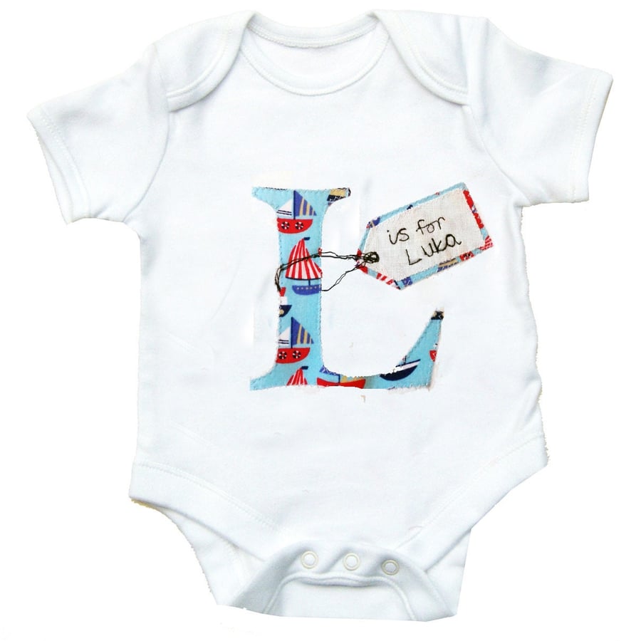 Personalised Babygrow, Alphabet Baby Bodysuit , Baby Boy Gift, Baby Clothing