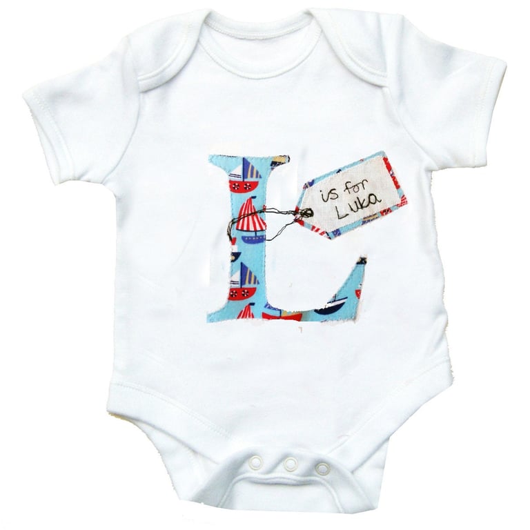 Personalised Babygrow, Alphabet Baby Bodysuit , Baby Boy Gift, Baby Clothing