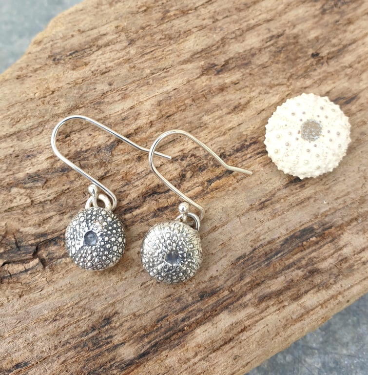 Silver sea urchin earrings