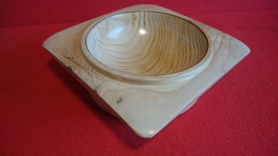 Bowl (8) 4 wing square Handmade Wooden