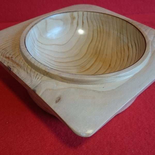 Bowl (8) 4 wing square Handmade Wooden