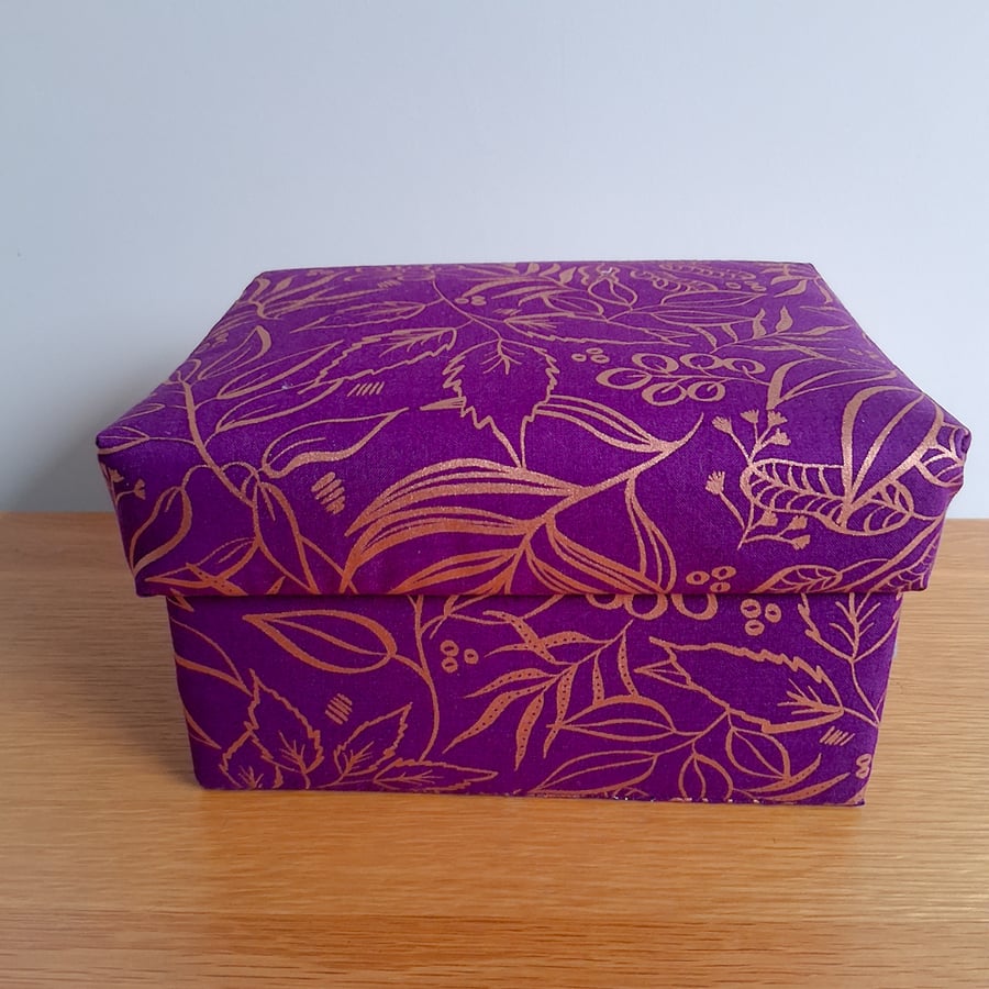 Purple Metallic fabric covered Keepsake box