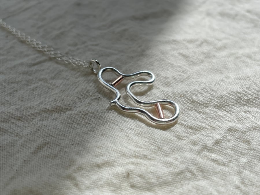 Abstract Line Necklace - Recycled Sterling Silver & Copper
