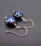 lampwork glass black and silver speckled earrings