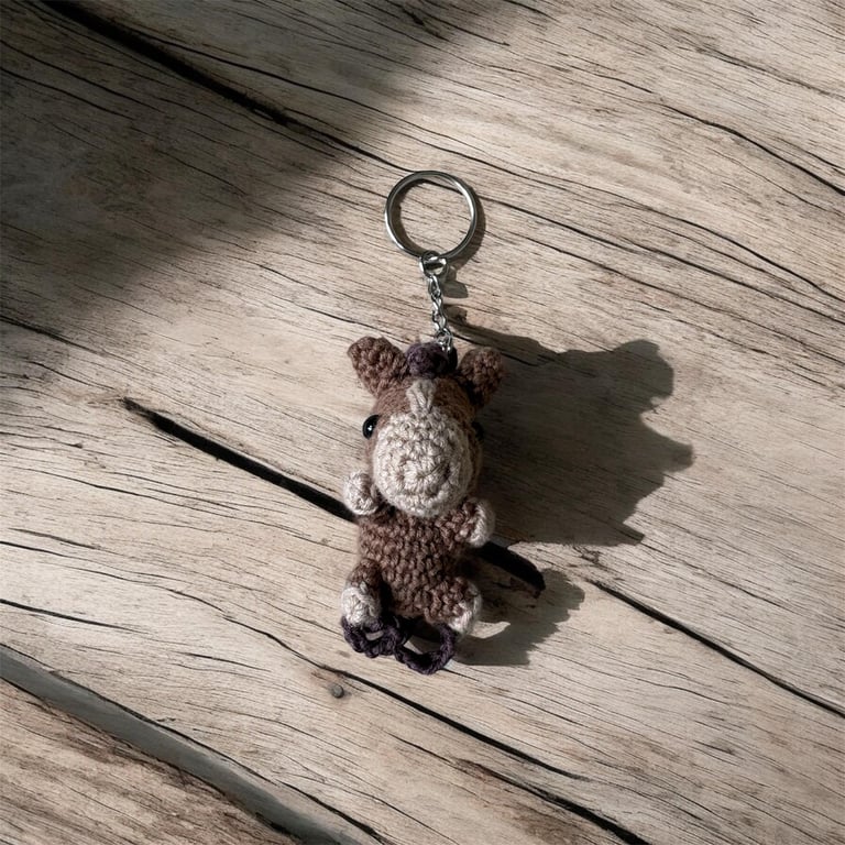 Handmade Crochet Horse Keychain Amigurumi Bag Charm, Soft Plush Accessory