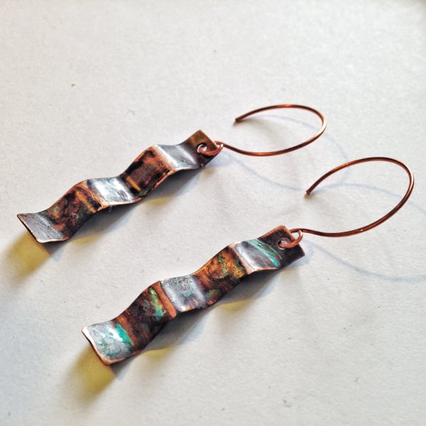 Copper waves earrings 