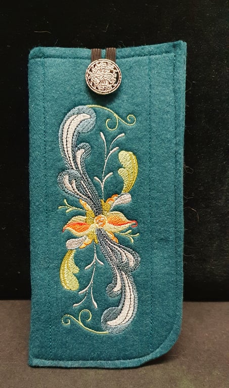 Rosemaling flower Glasses Case