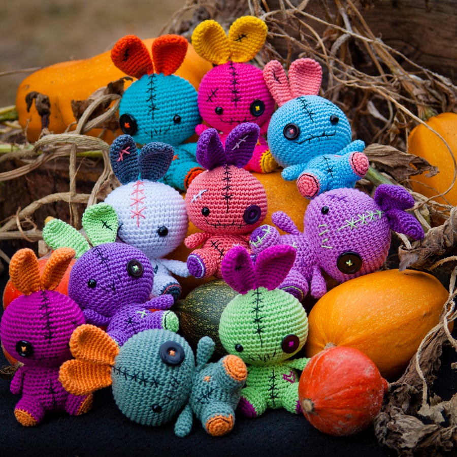 Voodoo Bunnies Handmade Crochet Bunny Zombie Soft Toys Great For Halloween