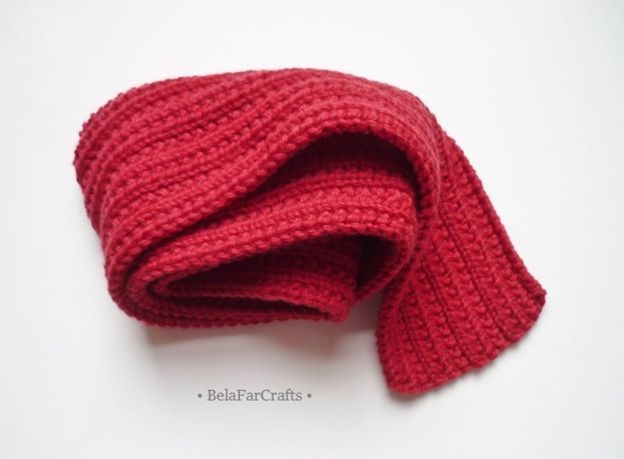 Kids' bright red scarf - Gift for boys - Toddlers' knitwear - One-of-a-kind   