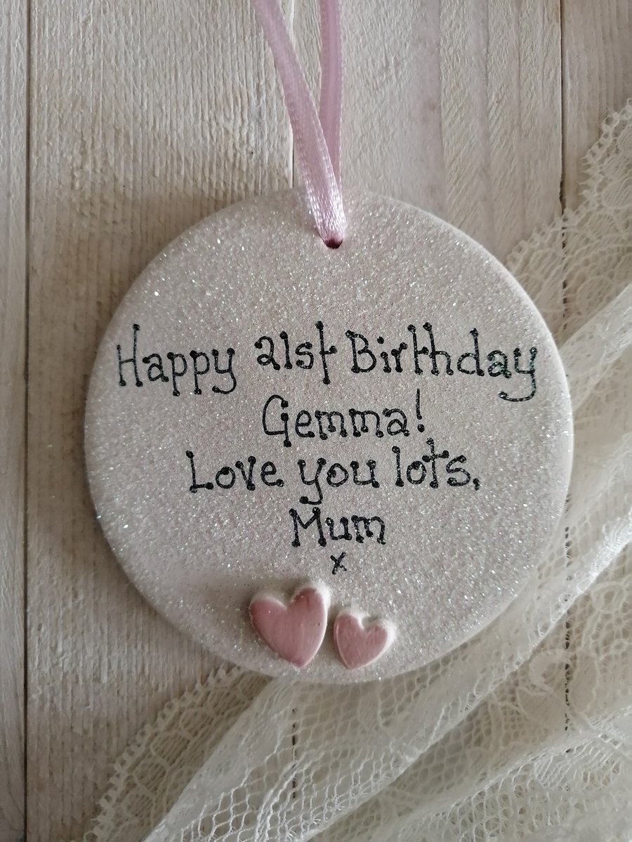 21st Birthday Personalised Ceramic Circle