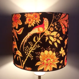  Black Oriental style Jonelle Spice Island BIRD VIntage fabric Lampshade