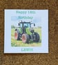Green Tractor Birthday Card - Modern Watercolour Style - Personal Foil Message