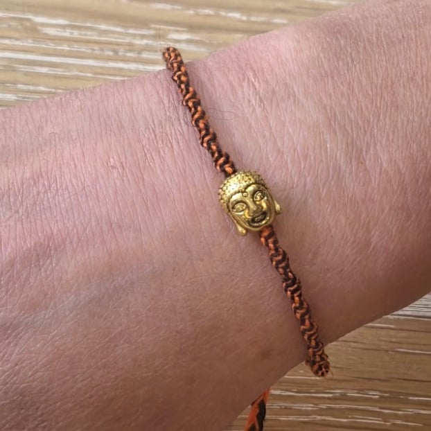 Braided Stacker Bracelet with Gold Buddha Bead,Meditation Bracelet (STK-0020)