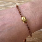 Braided Stacker Bracelet with Gold Buddha Bead,Meditation Bracelet (STK-0020)