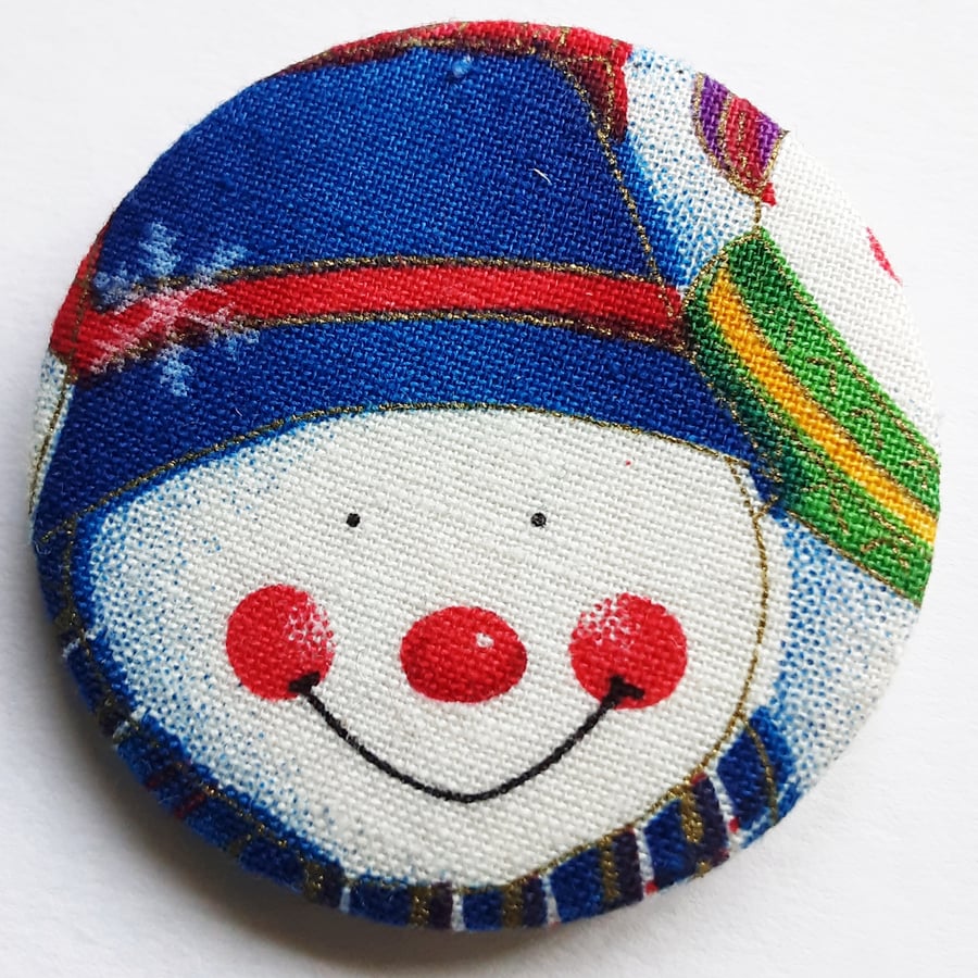 Snowman Badge Christmas Textile Badge 45mm