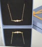 Dainty Solid Gold Bead Necklace: Freshwater Pink Pearl Accent - Image 10