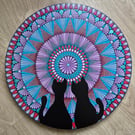 30cm Round Canvas Mandala Style with Cats