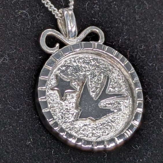 Sterling silver swallow pendant, British birds, Christmas gift