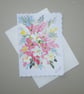 original art hand painted floral card ( ref FA 304 D3 ) - Image 1
