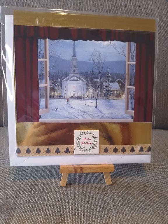 Christmas Window handmade greetings card