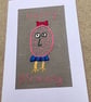 Cute character embroidered birthday card. - Image 2