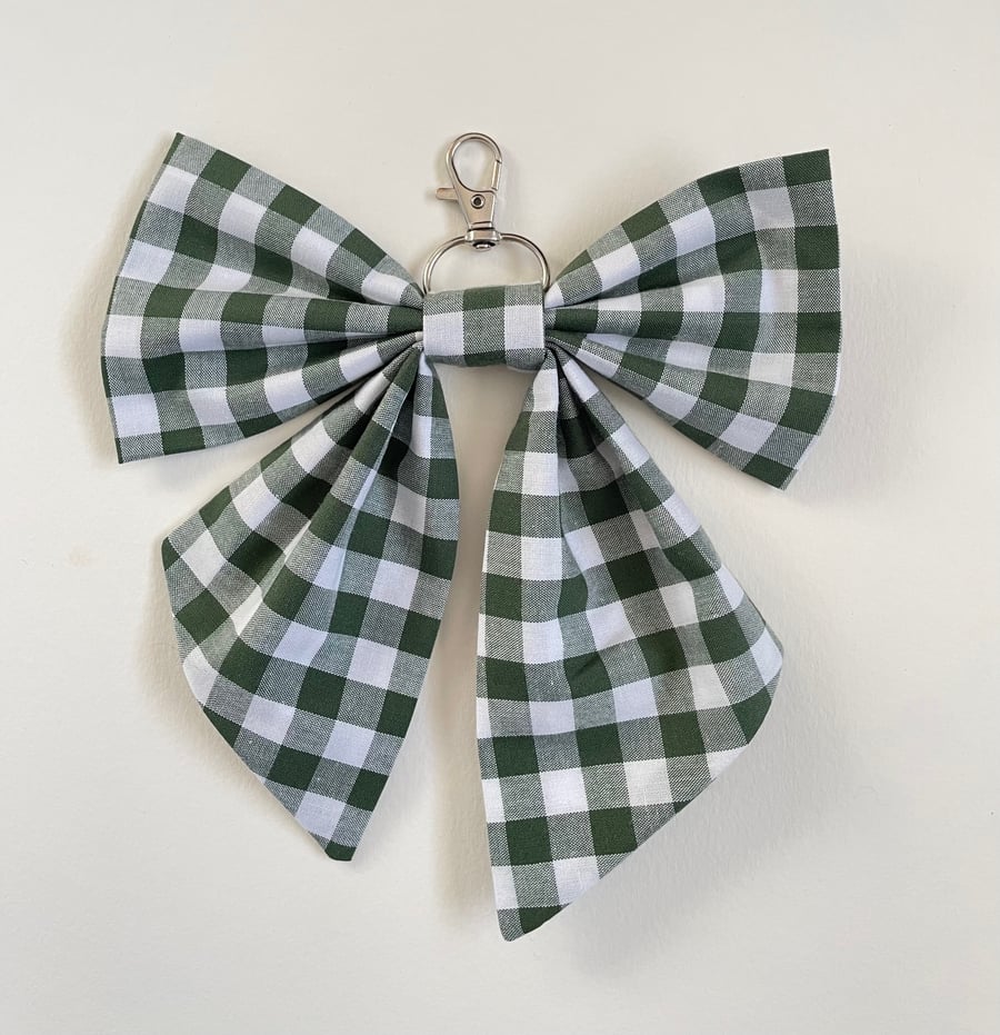 Green Gingham Accessory Bow
