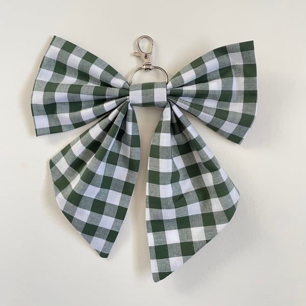 Green Gingham Accessory Bow