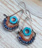 Handmade Copper, Carnelian, Lapis & Czech Earrings 