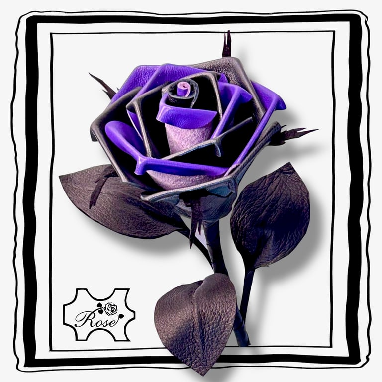 Shadowspell Leather Rose - Black & Purple Gothic Alternative Romantic Gift