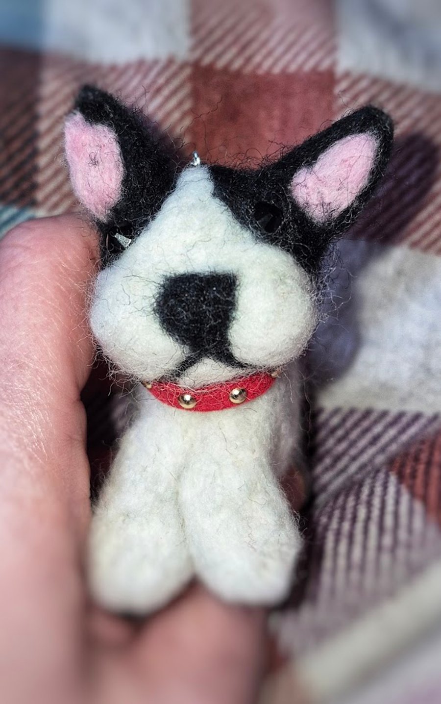 Needle Felted Bulldog – Handmade Wool Dog Decoration – One of a Kind