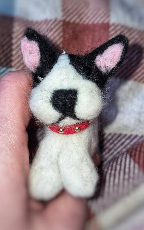 Needle Felted Bulldog – Handmade Wool Dog Decoration – One of a Kind
