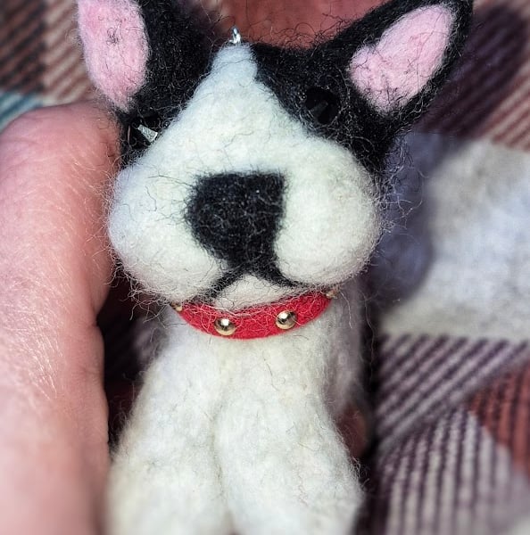 Needle Felted Bulldog – Handmade Wool Dog Decoration – One of a Kind