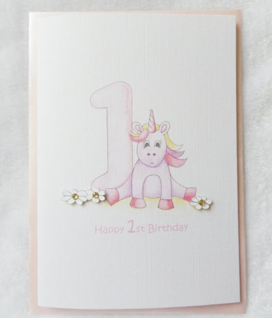 1st Birthday Card - Magical Unicorn