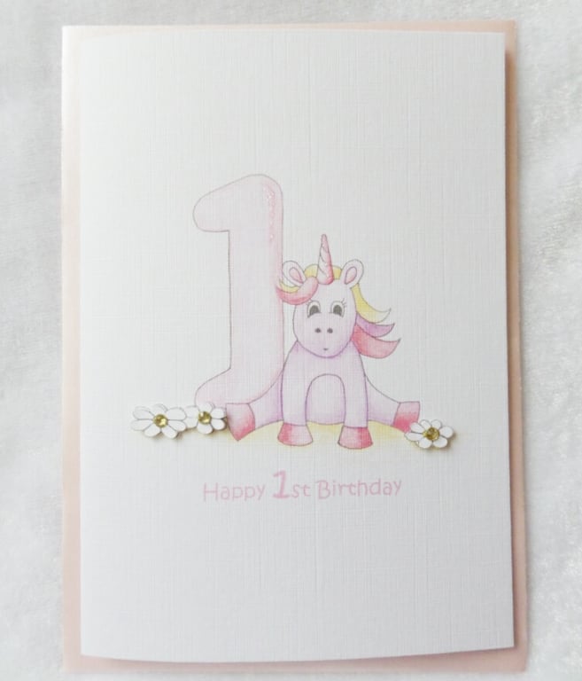 1st Birthday Card - Magical Unicorn