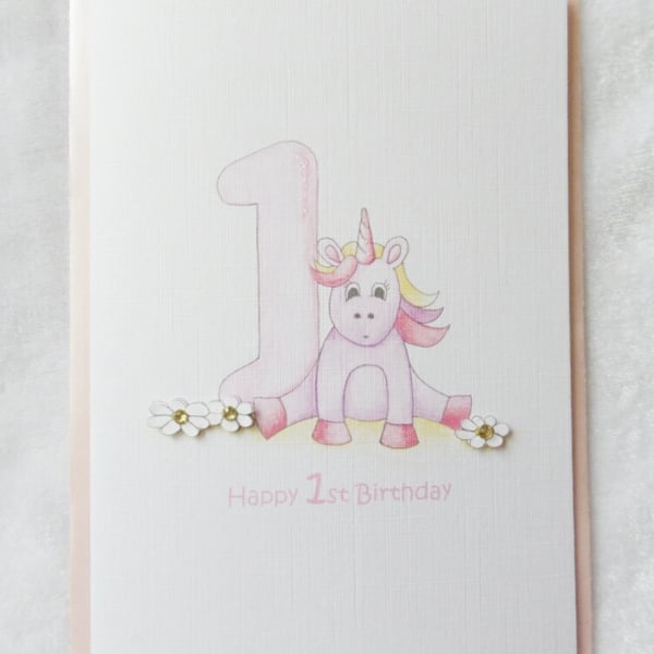 1st Birthday Card - Magical Unicorn