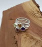 Peridot Amethyst Garnet Citrine Sterling Silver Stacker Ring - Image 1