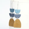 Mustard, grey and navy dangle earrings