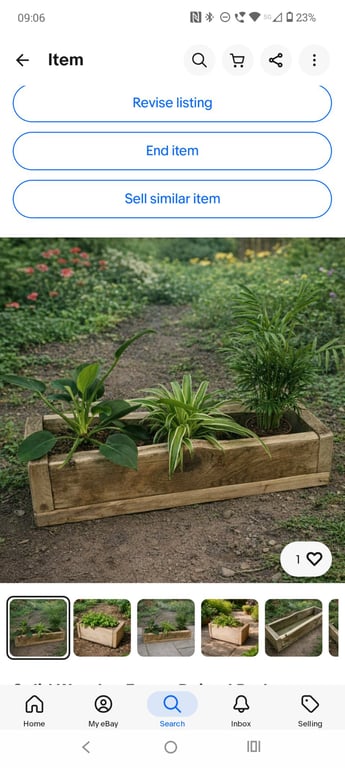 Rustic Solid Wooden plant Herb Trough Planter 50cm