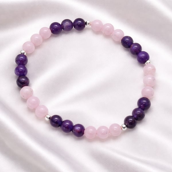 Rose Quartz & Amethyst Stretch Bracelet