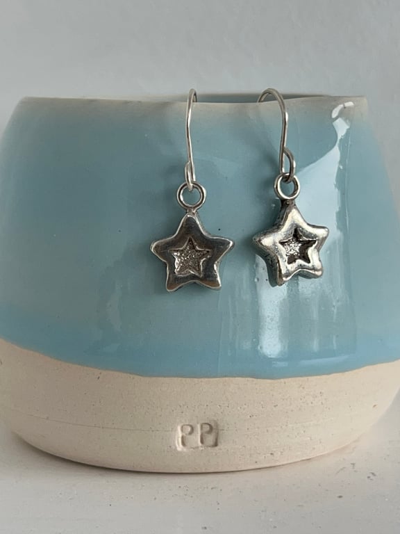 Little Star Earrings -  fine silver with sterling silver earwires
