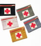 Pocket-size First Aid Purse with Appliquéd Red Cross. Upcycled fabrics. - Image 1