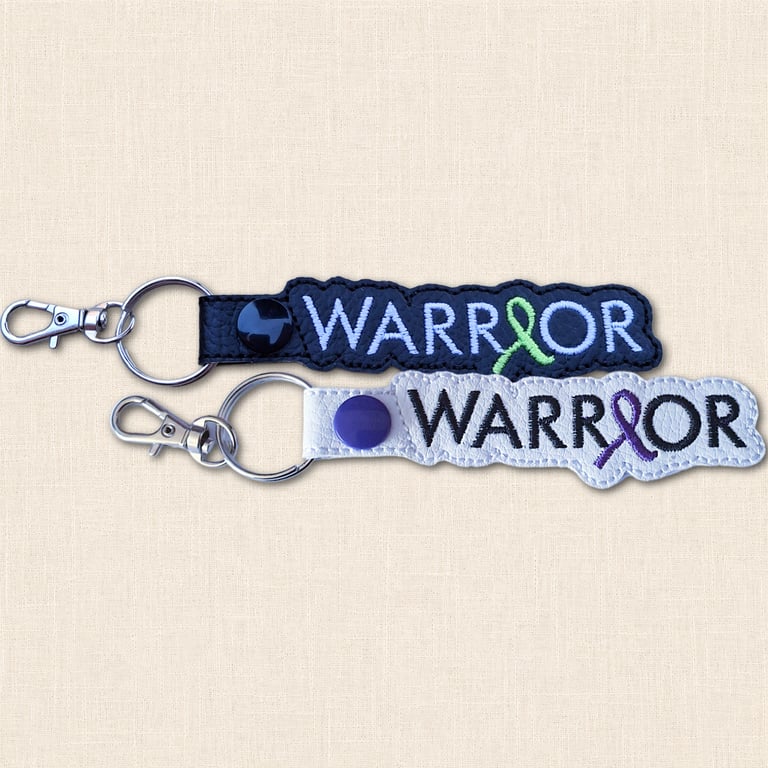 Warrior Awareness Ribbon Keyring - Embroidered Faux Leather Support Gift