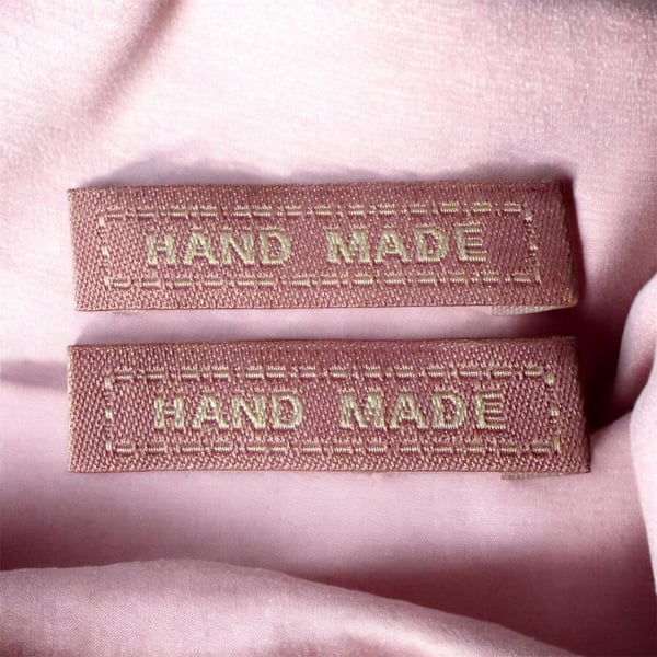 Woven “Hand Made” craft labels Pink