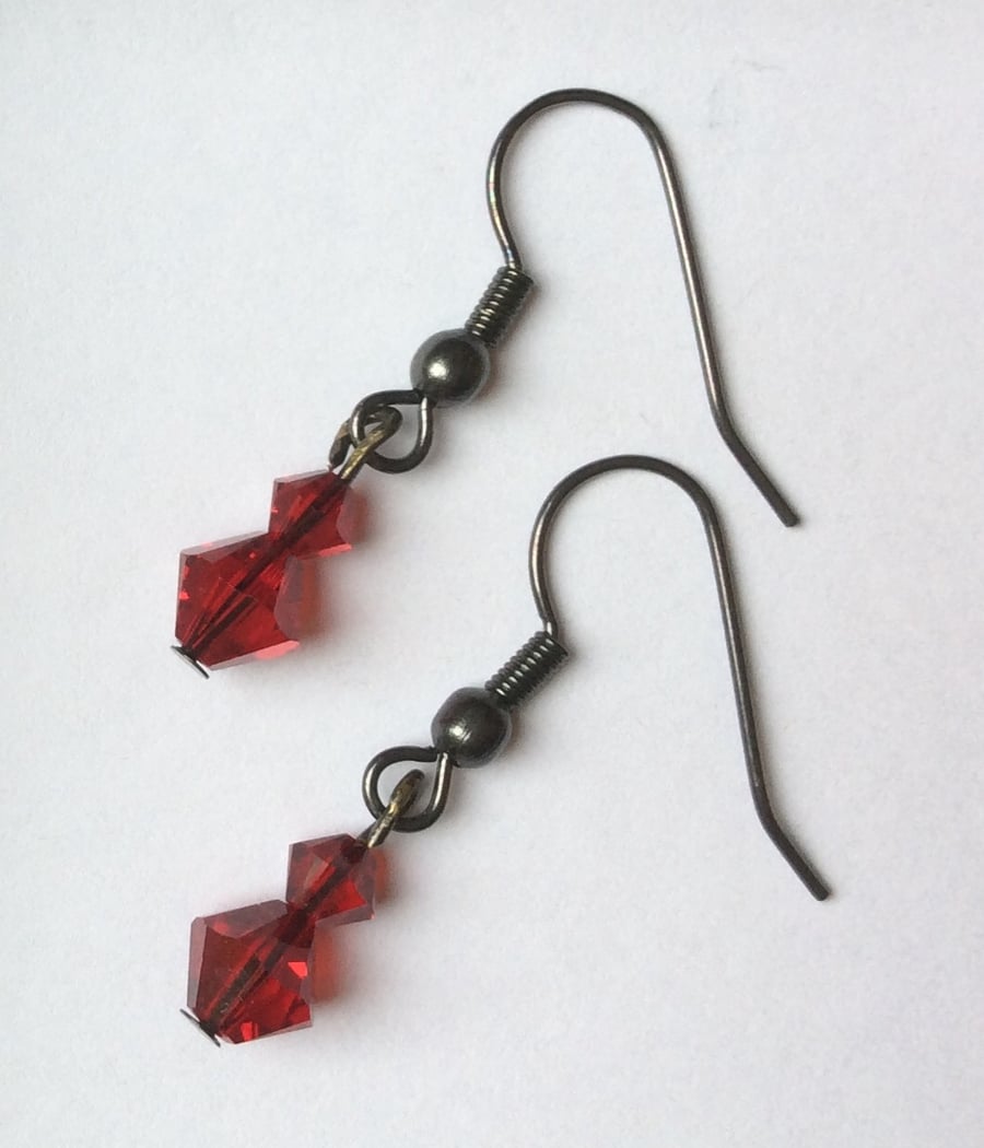 Red Swarovski Glass Bead Earrings