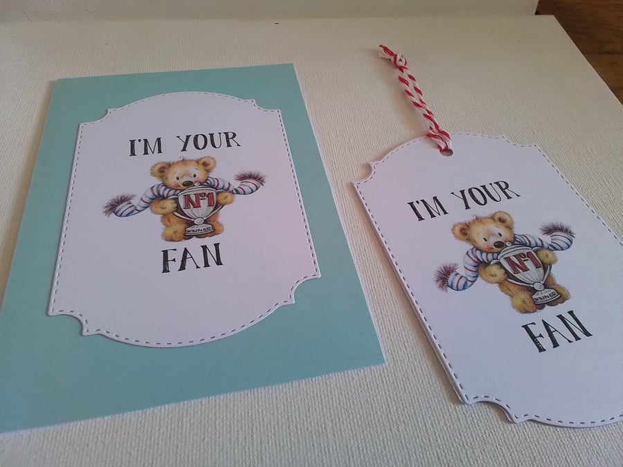 Card And gift tag set.  Sport theme. Ref 431